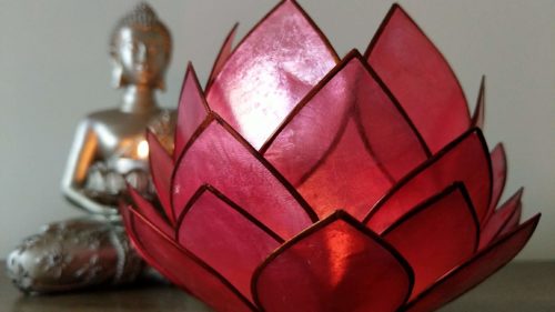 Meditation ornament and pink lotus candle holder