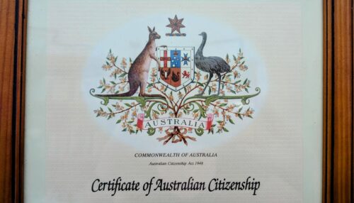 Australian Coat of Arms on a Certificate of Australian Citizenship