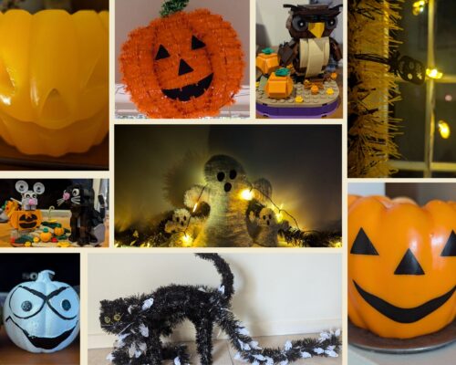 Halloween decorations in a photo collage