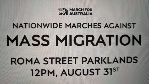 March for Australia official flyer for Brisbane advocating nationwide marches against mass migration