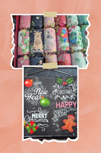 Christmas napkins and crackers