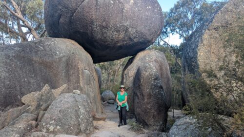 Huge balancing granite boulder